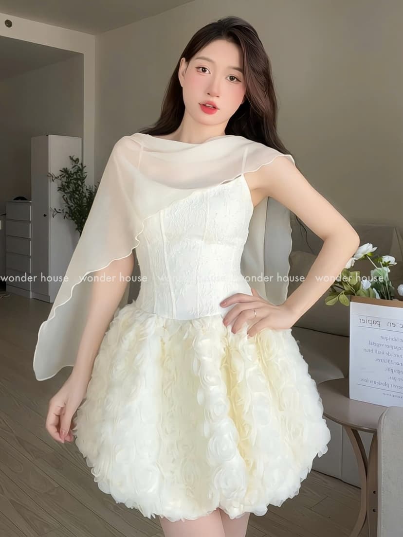 Ảnh Angie Dress Wonderhouse Đầm thiết kế dáng bí chất vải hoa ren họa tiết kim sa dự tiệc, dạo phố sang trọng nữ tính 1
