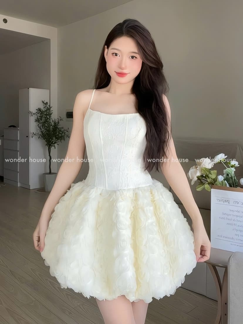 Ảnh Angie Dress Wonderhouse Đầm thiết kế dáng bí chất vải hoa ren họa tiết kim sa dự tiệc, dạo phố sang trọng nữ tính 3
