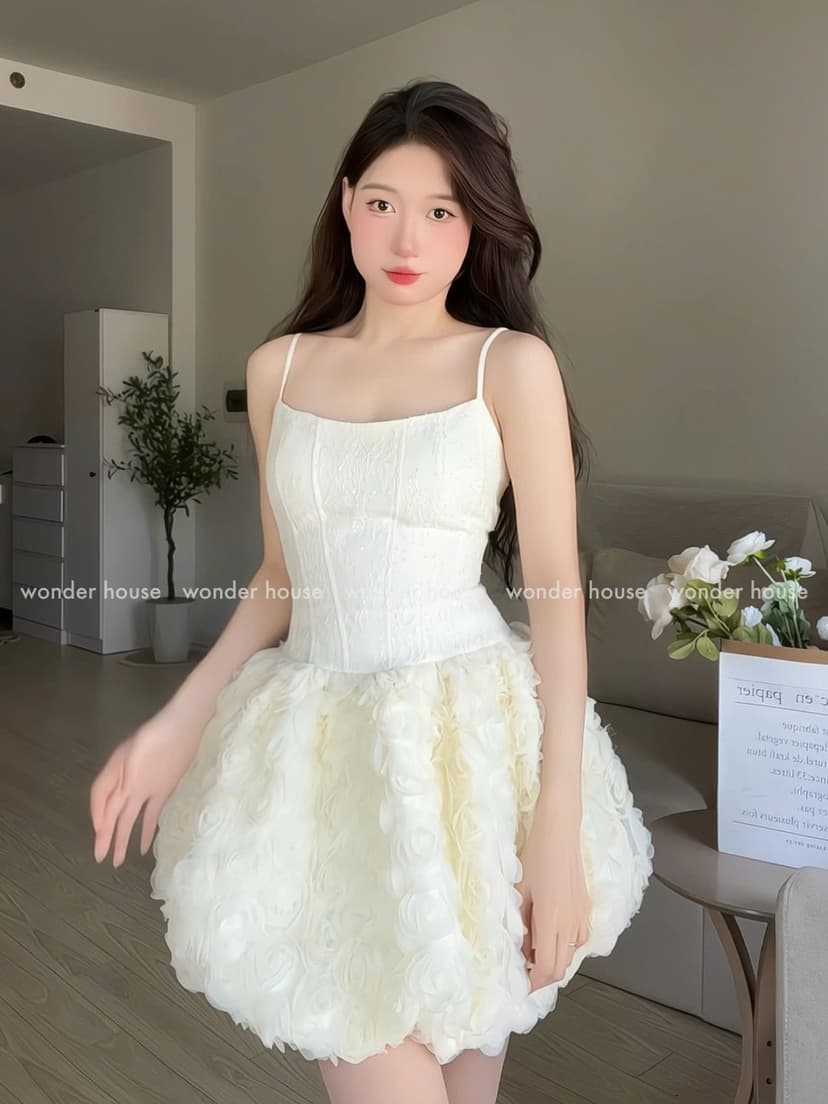 Ảnh Angie Dress Wonderhouse Đầm thiết kế dáng bí chất vải hoa ren họa tiết kim sa dự tiệc, dạo phố sang trọng nữ tính 4