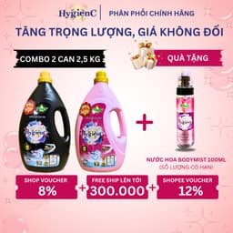 Thumbnail Combo 2 Can Nước Giặt Xả Đậm Đặc HygienC Plus 2,5Kg/Can Hương Nước Hoa Làm Sạch Vết Bẩn 1