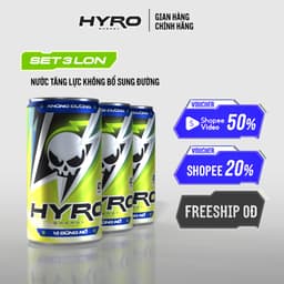 Thumbnail 3 lon nước tăng lực Hyro không bổ sung đường tăng 1