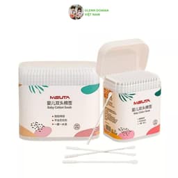 Thumbnail Tăm Bông Cho Bé Sơ Sinh MISUTA, Tăm Bông Ngoáy Tai Hộp 400c Chất Liệu Tự Nhiên An Toàn Cho Bé 1