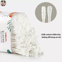 Thumbnail Tăm Bông Cho Bé Sơ Sinh MISUTA, Tăm Bông Ngoáy Tai Hộp 400c Chất Liệu Tự Nhiên An Toàn Cho Bé 3
