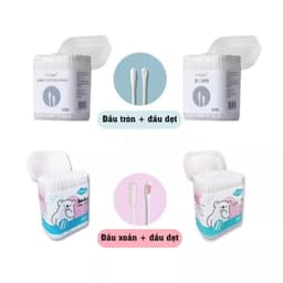 Thumbnail Tăm Bông V-Coool Cho Bé Sơ Sinh, Tăm Bông Ngoáy Tai Hộp 400c Chất Liệu Tự Nhiên An Toàn Cho Bé 3