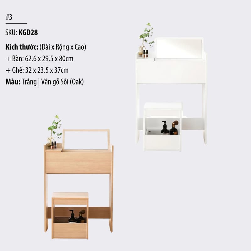 Ảnh 4 Mẫu Tủ Bàn Phấn Trang Điểm Decor Có Gương Soi Đơn Giản Mà Đẹp KEGODA 3