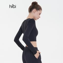Thumbnail Áo Tập Yoga Gym Hibi Sports CR832 Kiểu Tay Dài Cổ Tròn, Kèm Mút Ngực 2
