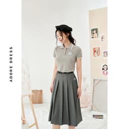 Thumbnail 513SK200512 - Chân váy midi tuytsy tàn xếp ly thêu kèm belt ADORE DRESS 3