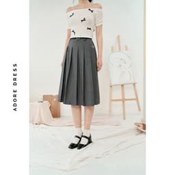 Thumbnail 513SK200512 - Chân váy midi tuytsy tàn xếp ly thêu kèm belt ADORE DRESS 2