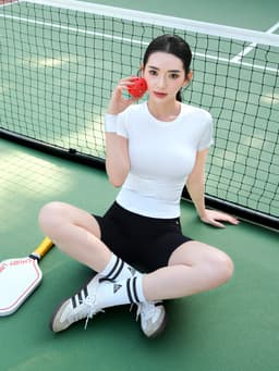 Thumbnail Áo thun gym nữ Fitme Simple đồ tập pickleball tennis xếp ly thể thao co giãn 4 chiều thấm hút mồ hôi ATXL01 2