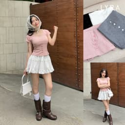 Thumbnail LYRA-Áo thun ôm body dây lưng cúc dọc mặc 2 kiểu, chất thun gân co dãn mạnh 4 chiều thấm mồ hôi LWNAP001 1