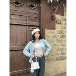 Thumbnail LYRA - Áo sơ mi nữ dài tay form rộng hai túi kiểu dáng basic, chất cotton thô Hàn cao cấp LWNSM009 2