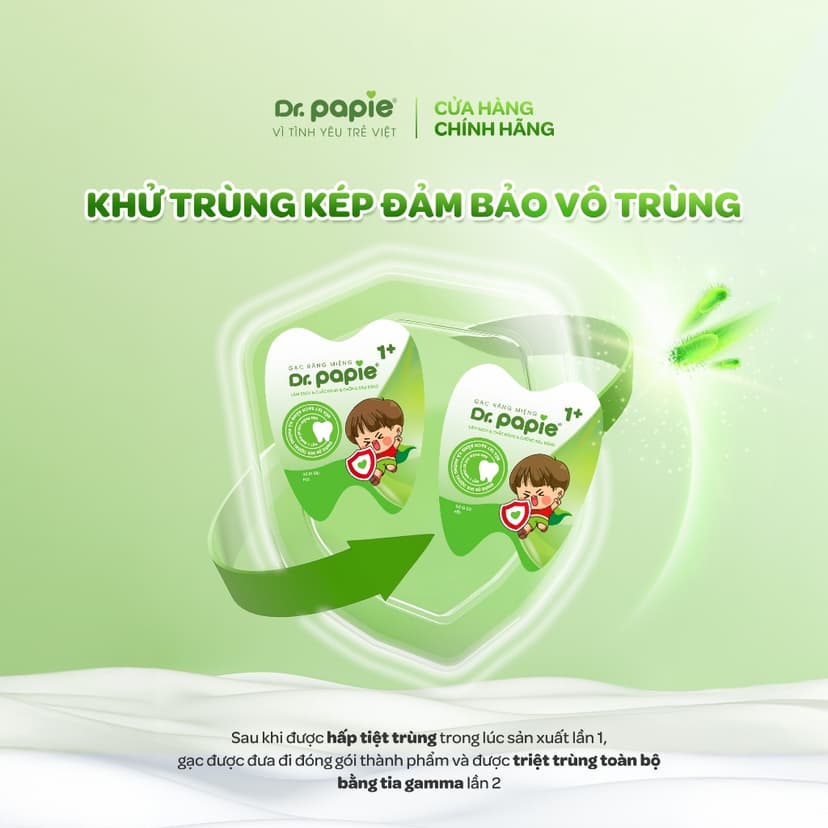 Ảnh 3 Hộp Gạc Chống Sún Răng DR.PAPIE 1+ Tiêu Chuẩn 5SAO, Làm Sạch Khoang Miệng Cho Bé Từ 1 Tuổi  - 30Gói/Hộp x 3 1
