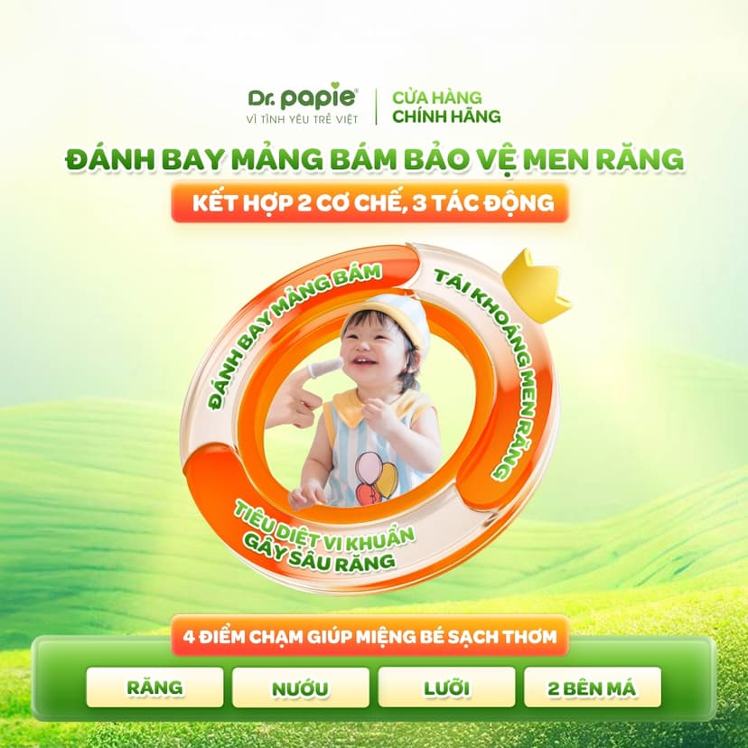 Ảnh 3 Hộp Gạc Chống Sún Răng DR.PAPIE 1+ Tiêu Chuẩn 5SAO, Làm Sạch Khoang Miệng Cho Bé Từ 1 Tuổi  - 30Gói/Hộp x 3 4