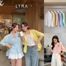 Thumbnail LYRA - Áo sơ mi nữ form rộng dài tay thêu ngựa, chất thô Hàn cao cấp, kiểu dáng trendy hiện đại LWNSM010 1