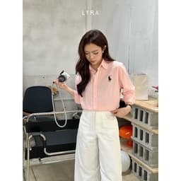 Thumbnail LYRA - Áo sơ mi nữ form rộng dài tay thêu ngựa, chất thô Hàn cao cấp, kiểu dáng trendy hiện đại LWNSM010 3