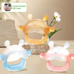 Thumbnail Gặm Nướu Cho Bé Hình Gấu, Gặm Nướu Cầm Tay Silicon Siêu Mềm Không Chứa BPA An Toàn Cho Bé [Có hộp đựng] - GLENN DOMAN 1