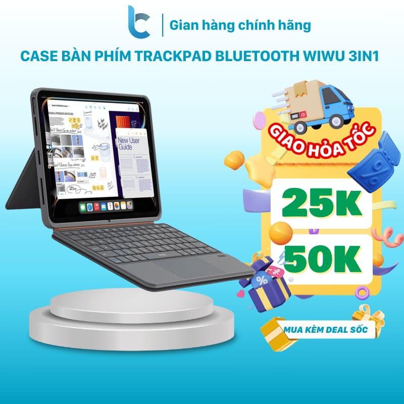 Ảnh Case/ Bao Da Bàn Phím Trackpad Bluetooth Cho ipad WIWU 3in1 Magnetic Keyboard MK-005 1