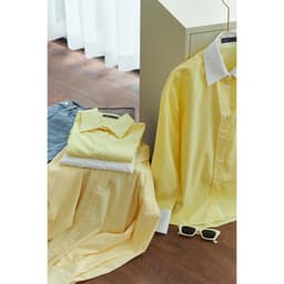 Thumbnail Áo sơ mi nữ GILLEE dáng oversized, sơ mi form rộng vải kate lụa thanh lịch tone vàng 2