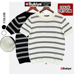 Thumbnail Áo Len Dệt Kim Nam SUKIYA Premium Kẻ đôi Len Mát Cotton Thấm Mồ Hôi mùa Hè AL111 2