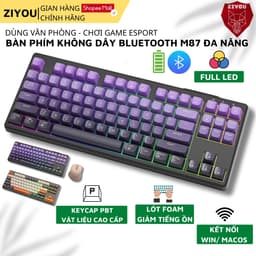 Thumbnail Bàn Phím Bluetooth Không Dây Ziyou M87 Gõ Êm Giảm Ồn Led Nền Kết Nối Đa Năng Cho Dân Văn Phòng 1