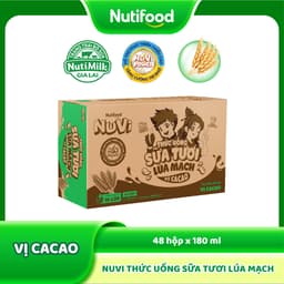Thumbnail Thùng Sữa Tươi Lúa Mạch NuVi Vị Ca Cao 180ml (48 Hộp x 180ml) 2