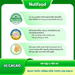 Thumbnail Thùng Sữa Tươi Lúa Mạch NuVi Vị Ca Cao 180ml (48 Hộp x 180ml) 3