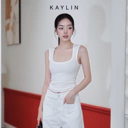 Thumbnail Áo thun KAYLIN ba lỗ cổ vuông chất liệu thun gân co giản phong cách năng động trẻ trung - N2443 1