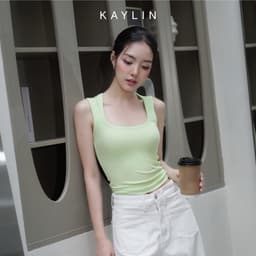 Thumbnail Áo thun KAYLIN ba lỗ cổ vuông chất liệu thun gân co giản phong cách năng động trẻ trung - N2443 4