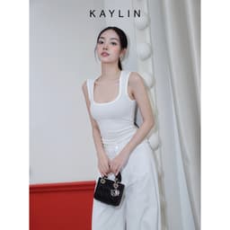 Thumbnail Áo thun KAYLIN ba lỗ cổ vuông chất liệu thun gân co giản phong cách năng động trẻ trung - N2443 2