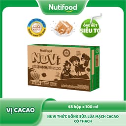 Thumbnail Thùng Sữa Lúa Mạch Cacao Có Thạch NuVi 100ml (48 Hộp x 100ml) 2