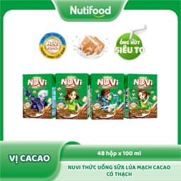 Thumbnail Thùng Sữa Lúa Mạch Cacao Có Thạch NuVi 100ml (48 Hộp x 100ml) 1
