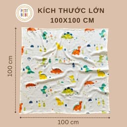 Thumbnail Khăn tắm cho bé Petit Bebe 100x100cm muslin 2 lớp thấm hút thoáng khí 1