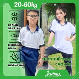 Thumbnail Áo thể dục học sinh thun thể thao cao cấp lá cổ xanh TDP030 Jadiny 1