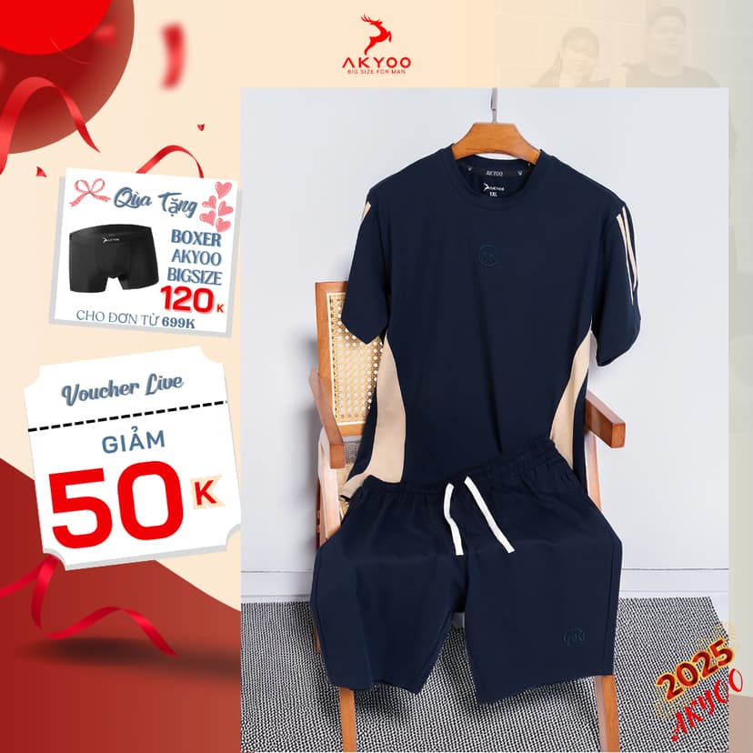 Ảnh Bộ Thun Bigsize Nam 80-140kg,Cao Cấp, Chất Liệu Cotton Co Giãn, Thoáng Mát, Akyoo Bigsize Nam - SET BO THAN 1