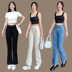 Thumbnail TTTHAO - Quần jean nữ dáng loe VNXK dài 93cm chất vải cotton co giãn dày dặn, mềm mịn, co giãn tốt J2 - hỗ trợ đổi trả 1