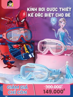 Thumbnail Kính bơi cho bé kèm mũ bơi 1989KIDS Kính bơi trẻ em cao cấp Combo mũ bơi,nút bịt tai,mắt kính chống mờ hơi nước YOUYOU 1