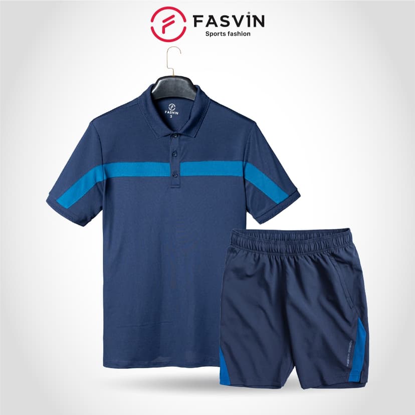 Ảnh Bộ Quần Áo Nam Thể Thao FASVIN PL24626 + Q22508.HN chất vải mềm nhẹ co giãn thoải mái 1