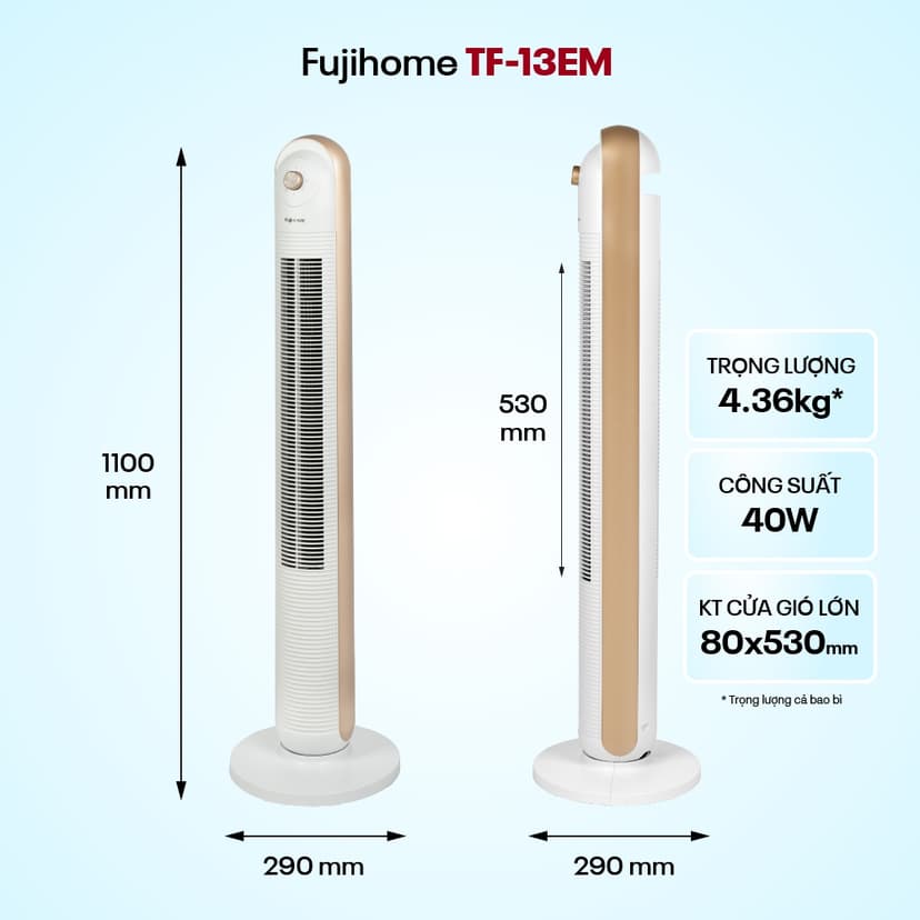 Ảnh Quạt tháp điều hòa nhập khẩu FUJIHOME TF-13EM, thiết kế hiện đại, sang trọng, 3 chế độ gió 1