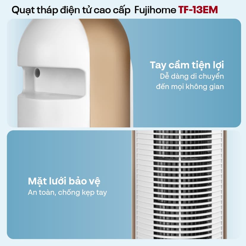 Ảnh Quạt tháp điều hòa nhập khẩu FUJIHOME TF-13EM, thiết kế hiện đại, sang trọng, 3 chế độ gió 2
