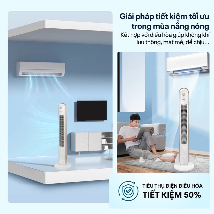 Ảnh Quạt tháp điều hòa nhập khẩu FUJIHOME TF-13EM, thiết kế hiện đại, sang trọng, 3 chế độ gió 4