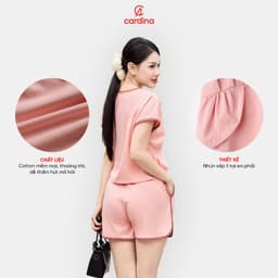 Thumbnail Đồ bộ nữ CARDINA chất liệu cotton tay liền xếp ly eo trẻ trung năng động 5BCN11 1