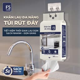 Thumbnail Khăn khô lau bếp F5 Clean 300 tờ lau sạch mọi vết bẩn, không để lại sơ vải, tiện dụng, an toàn cho da tay 2