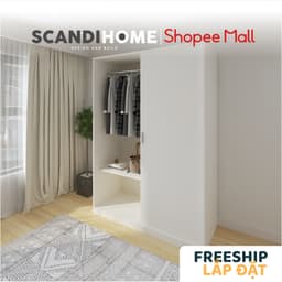 Thumbnail WINDY, Tủ quần áo 2 cửa lùa WAR_052, 135x59x200cm, tủ đựng quần áo Scandi Home 1