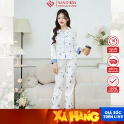 Thumbnail Đồ Bộ Nữ Pijama Dài Tay SANDBOX Lụa Xước Cao Cấp Họa Tiết Nhẹ Nhàng, Sang Trọng (BPD24006) 1