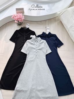 Thumbnail Đầm thun dáng dài cổ polo thời trang trẻ trung Callene (L2676) 3