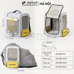 Thumbnail Balo du lịch cho chó mèo Petkit xZone bản mới 2025 chất liệu Vải chống nước rộng, thoáng 4