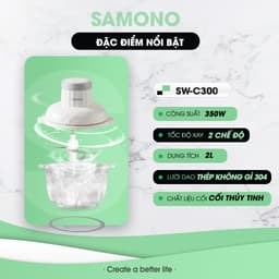 Thumbnail Máy xay thịt Samono đa năng 2L công suất 350W, cối thủy tinh, 4 lưỡi dao xay thép không gỉ SW-C300/SW-069S 3