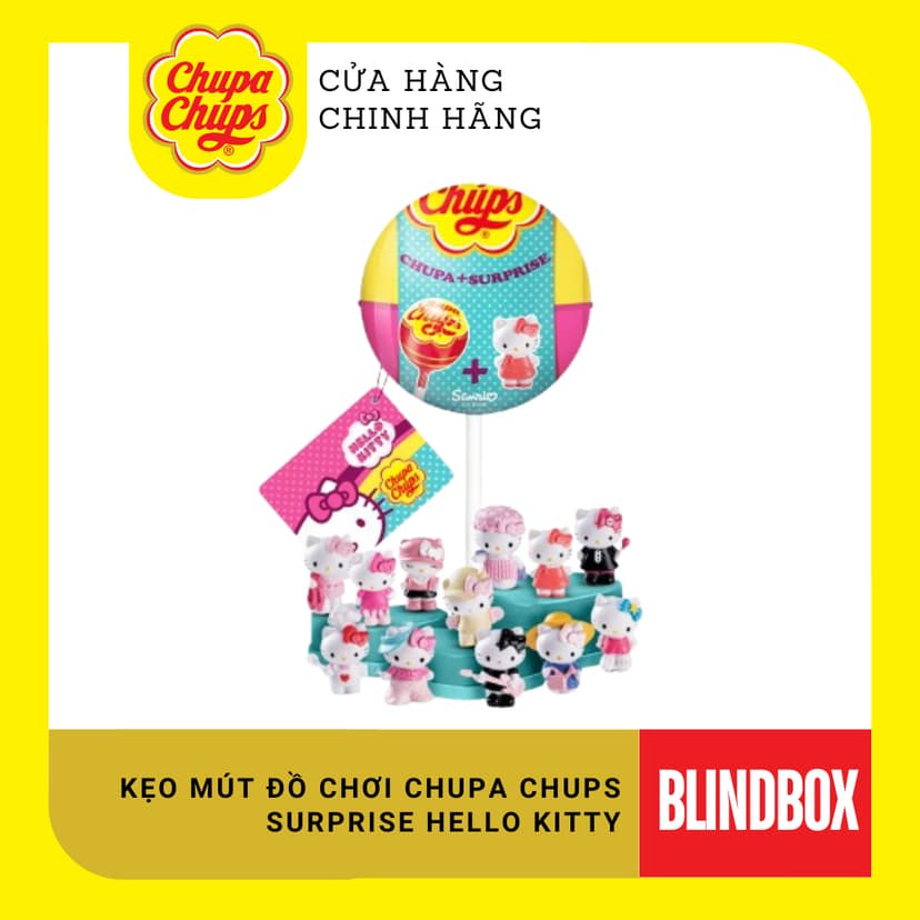 Ảnh Que kẹo mút Hương dâu đầy bí ẩn Chupa Chups sưu tầm những chú mèo dễ thương Pusheen, Hello Kitty (1 que) 3