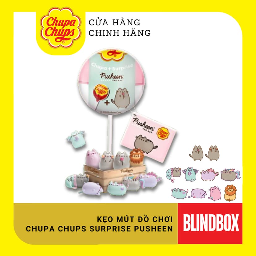 Ảnh Que kẹo mút Hương dâu đầy bí ẩn Chupa Chups sưu tầm những chú mèo dễ thương Pusheen, Hello Kitty (1 que) 2