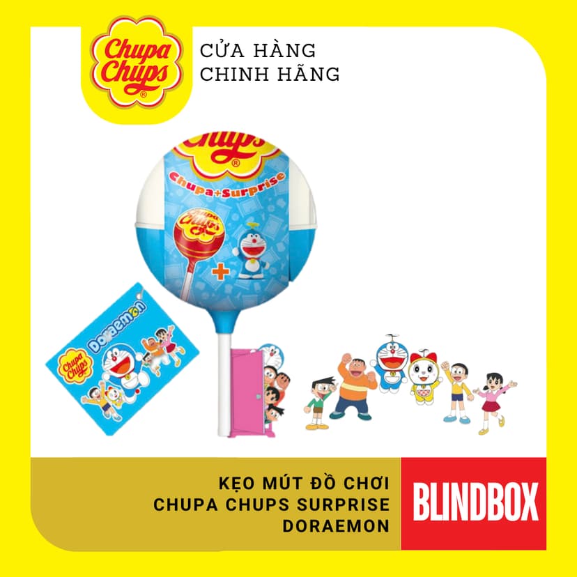 Ảnh Que kẹo mút Hương dâu đầy bí ẩn Chupa Chups sưu tầm những chú mèo dễ thương Pusheen, Hello Kitty (1 que) 1